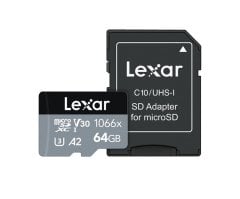 Lexar 64GB Professıonal microSDXC UHS-I C10 U3 V30 A2 4K 1066x
