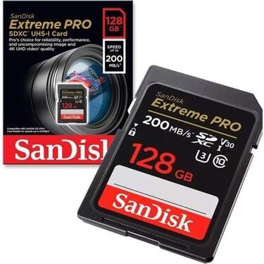Sandisk 128GB Extreme Pro SDXC UHS-I U3 V30 4K 200MB/s